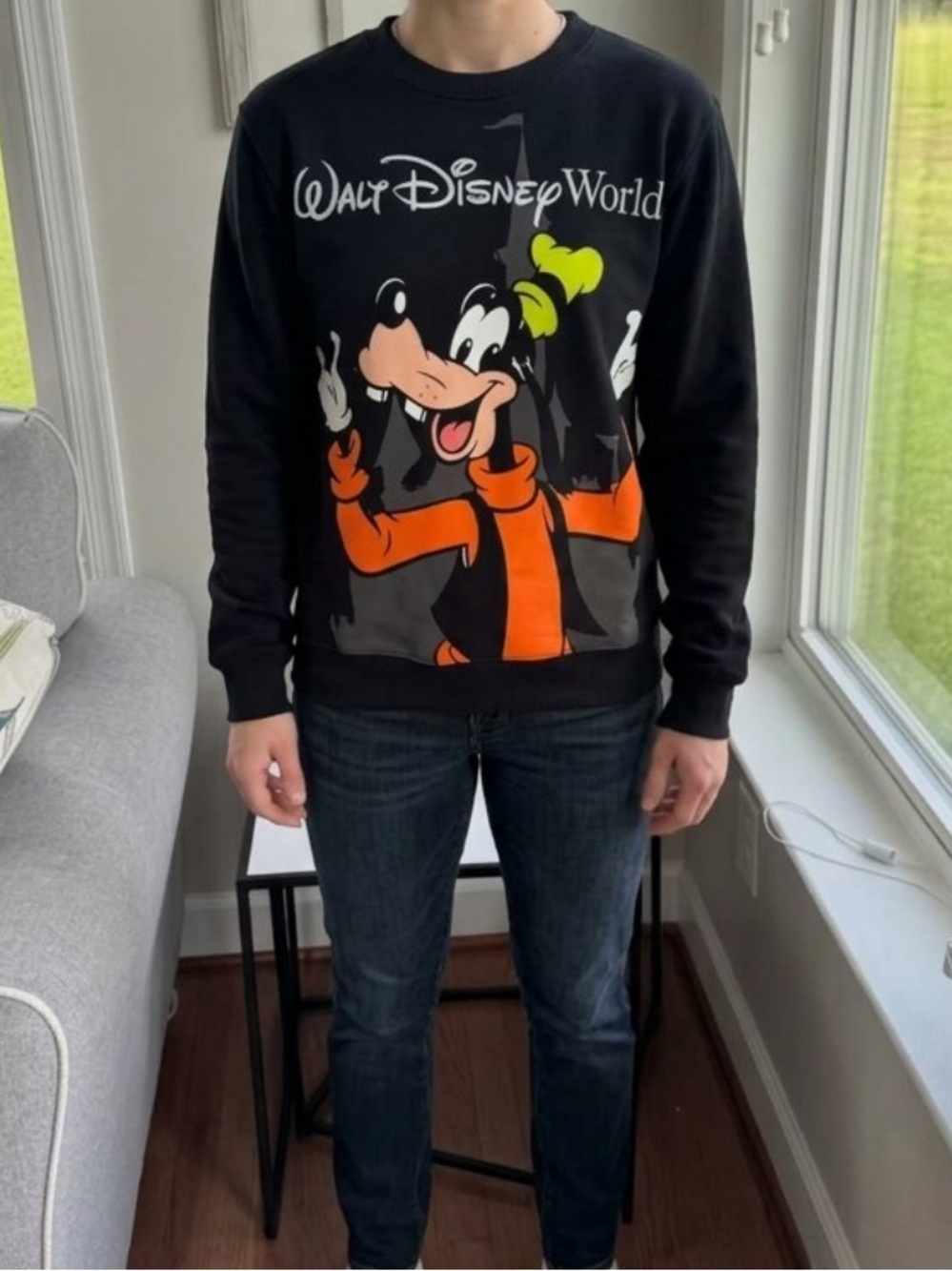 Walt Disney World Castle Goofy Character Crewneck Sweatshirt unisex siize small